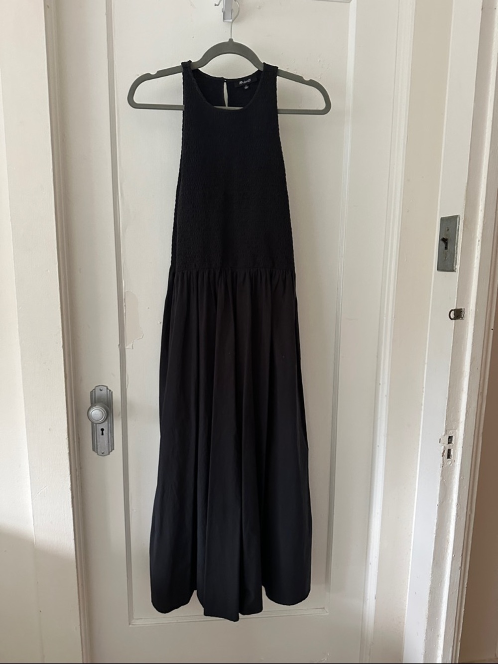Madewell Black High neck Smocked Maxi Dress with pockets